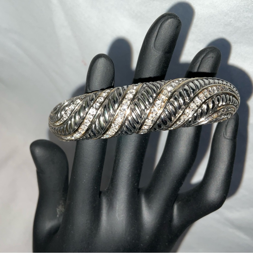 Bracelet, Emma Skye Stainless Steel and Crystal Hinge Bracelet